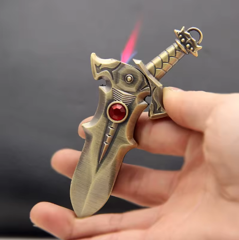 New Knife Sword Model Portable Windproof Jet Flame Gas Cigarette Lighter