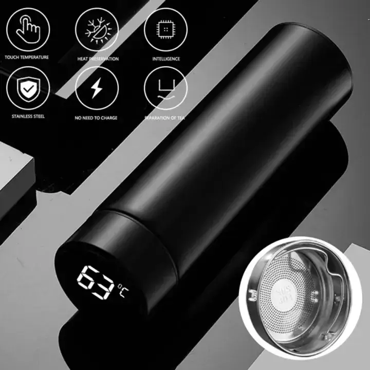 Insulated 304 Stainless Steel Smart Temperature Display Touch Water Cup, Straight Body, with LED Display